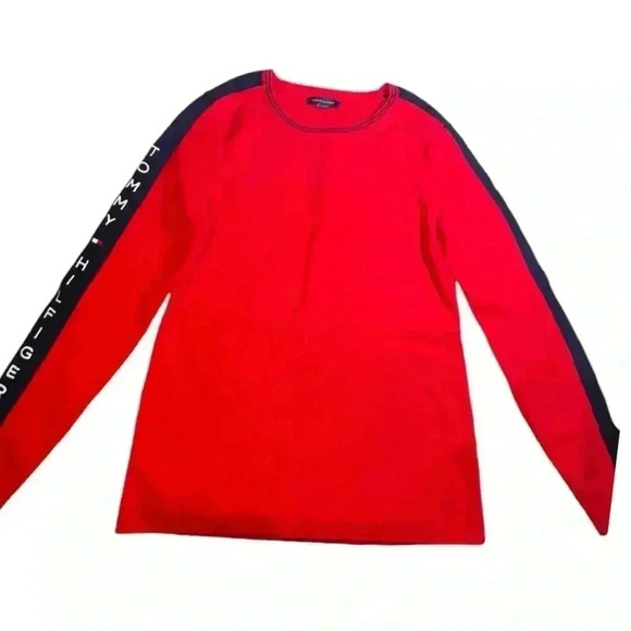 Tommy Hilfiger Women Red Sweater Spell Out Long Sleeve Size XL pre-owned - Picture 7 of 7